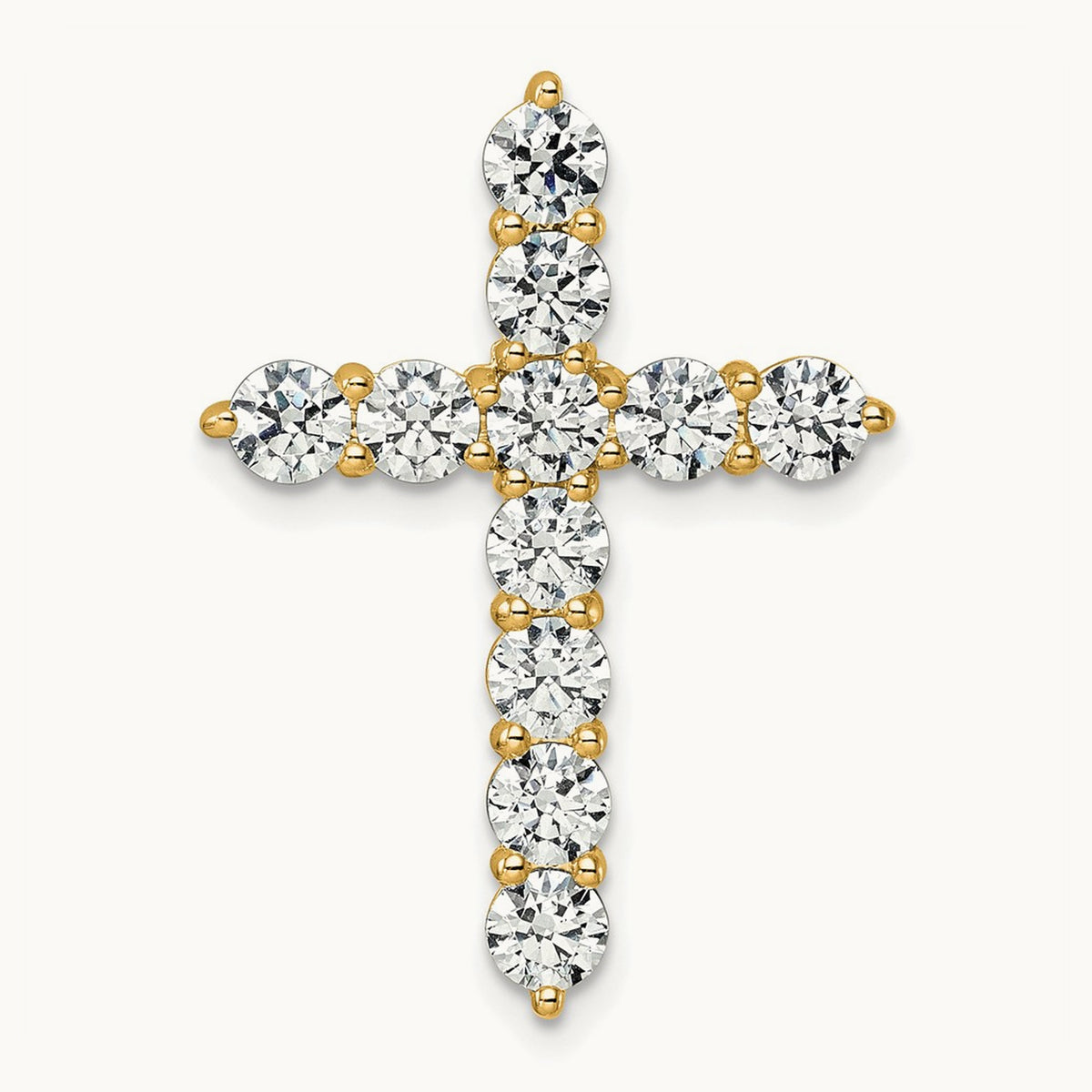 Cross Chain Slide Pendant, 3.00 ct tw Lab-Grown Diamond — 14K Yellow Gold
