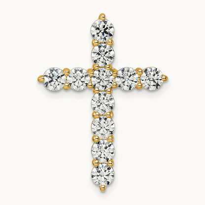 Cross Chain Slide Pendant, 3.00 ct tw Lab-Grown Diamond — 14K Yellow Gold