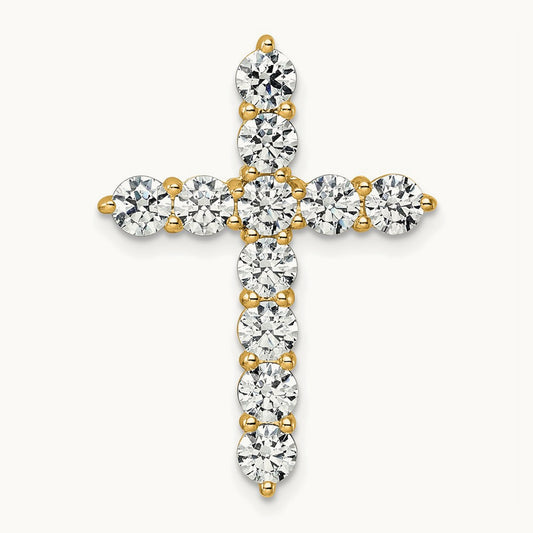 Cross Chain Slide Pendant, 3.00 ct tw Lab-Grown Diamond — 14K Yellow Gold