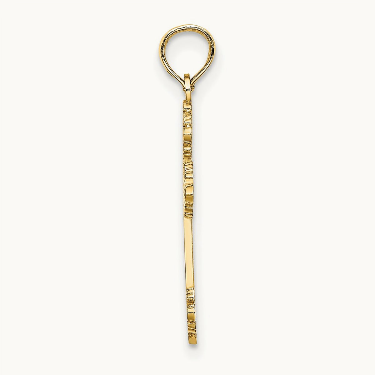 Polished and Textured Fancy Cross Charm, 14K