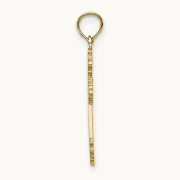 Polished and Textured Fancy Cross Charm, 14K
