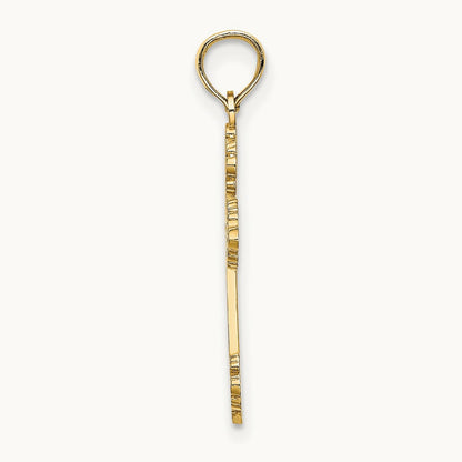 Polished and Textured Fancy Cross Charm, 14K