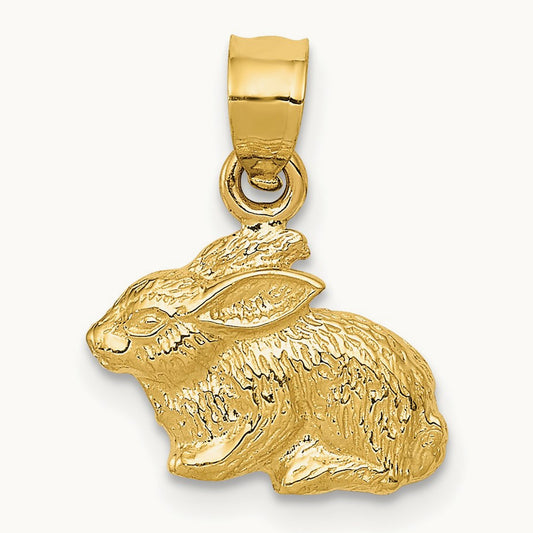 Polished Rabbit Pendant, 14K