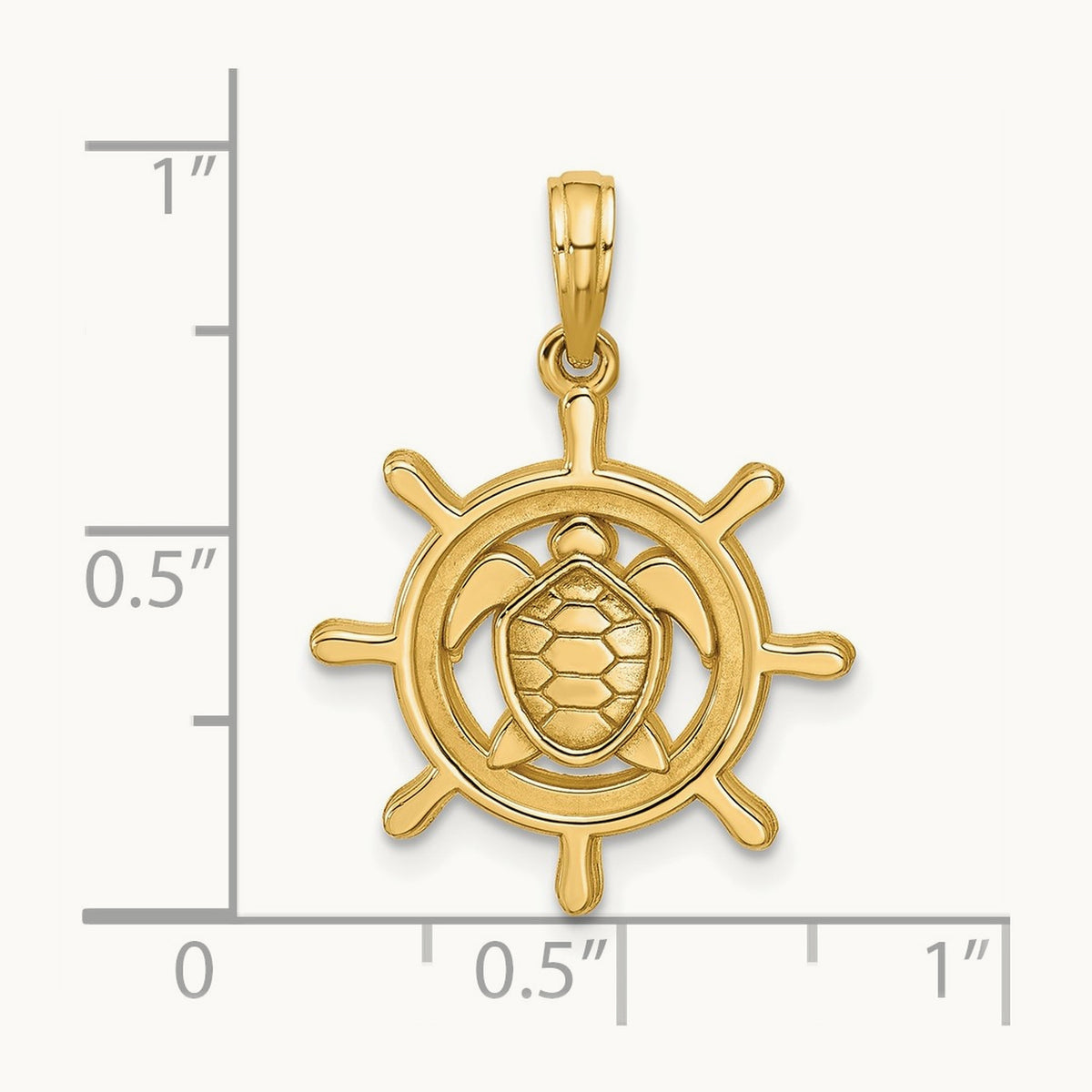 Polished Turtle Helm Pendant, 14K