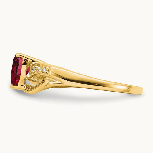 Created Ruby and Lab-Grown Diamond Heart Ring — 14K Yellow Gold, 7