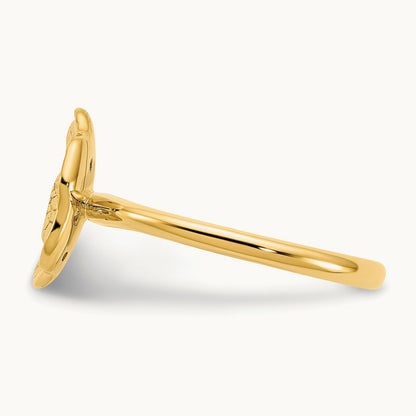 Polished and Textured Diamond Circle Ring, 14K