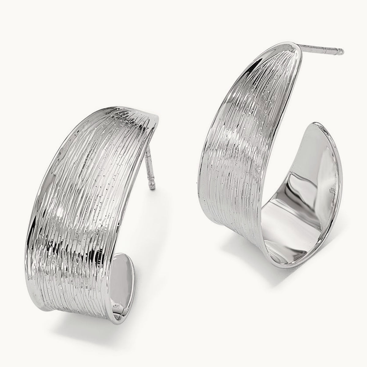 RH-plated Polished and Textured Earrings, Sterling Silver — Leslie's