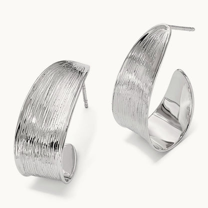 RH-plated Polished and Textured Earrings, Sterling Silver — Leslie's