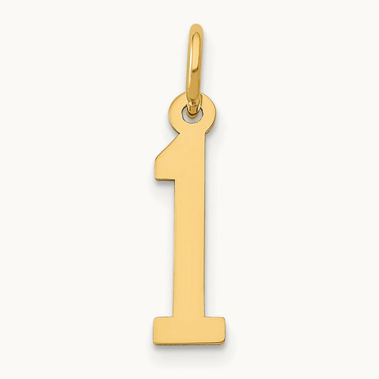 Small Elongated Number 1 Charm, 14K