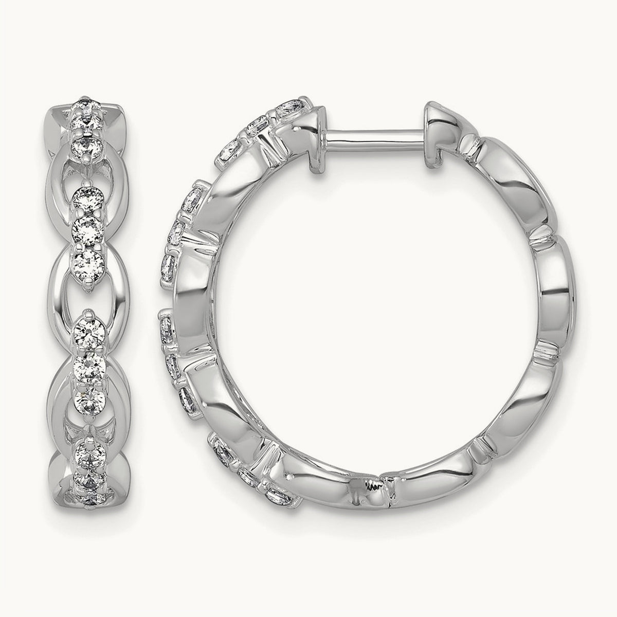 Fashion Hoop Earrings, 0.25 ct tw Lab-Grown Diamond — 14K White Gold