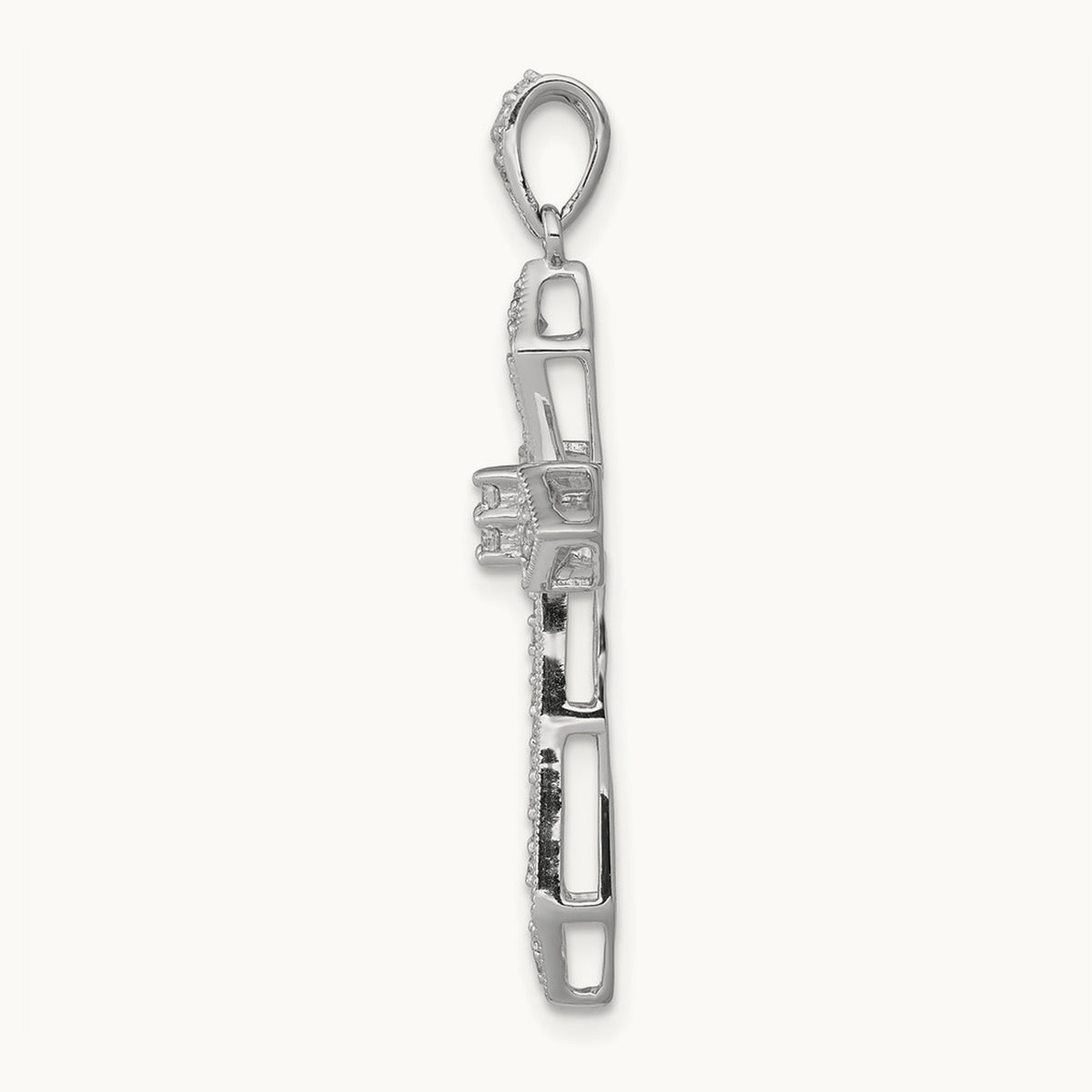 Diamond Passion Cross Pendant — 14K White Gold, 35.5mm