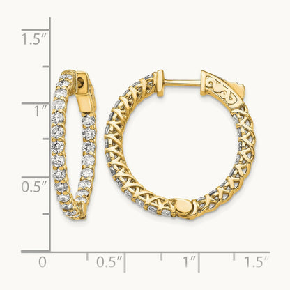 Diamond Round Hoop w/Safety Clasp Earrings, 14K