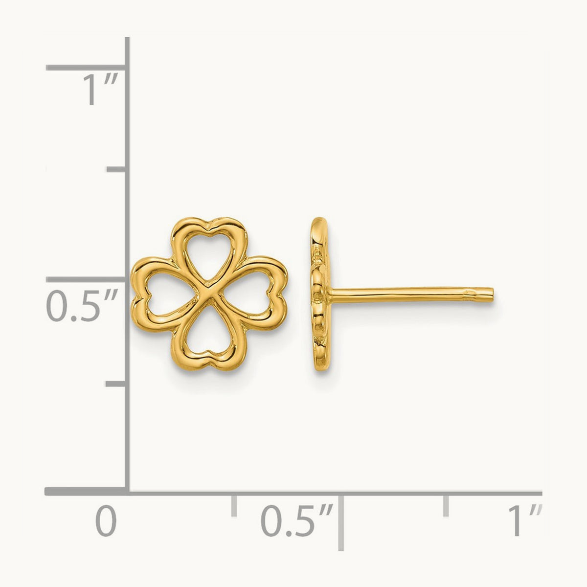 Polished 4-Leaf Clover Post Earrings, 14K — Leslie's