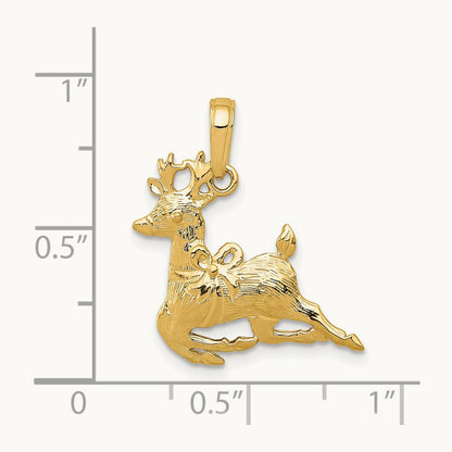 Polished Reindeer Pendant, 14K