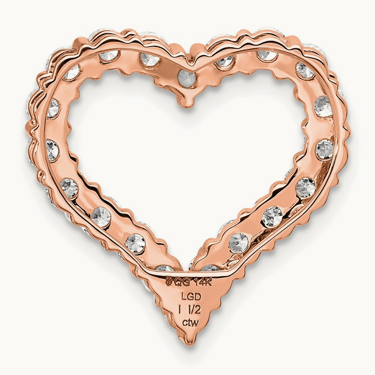 Heart Chain Slide, 1.50 ct tw Lab-Grown Diamond — VS/SI (Great), 14K Rose Gold
