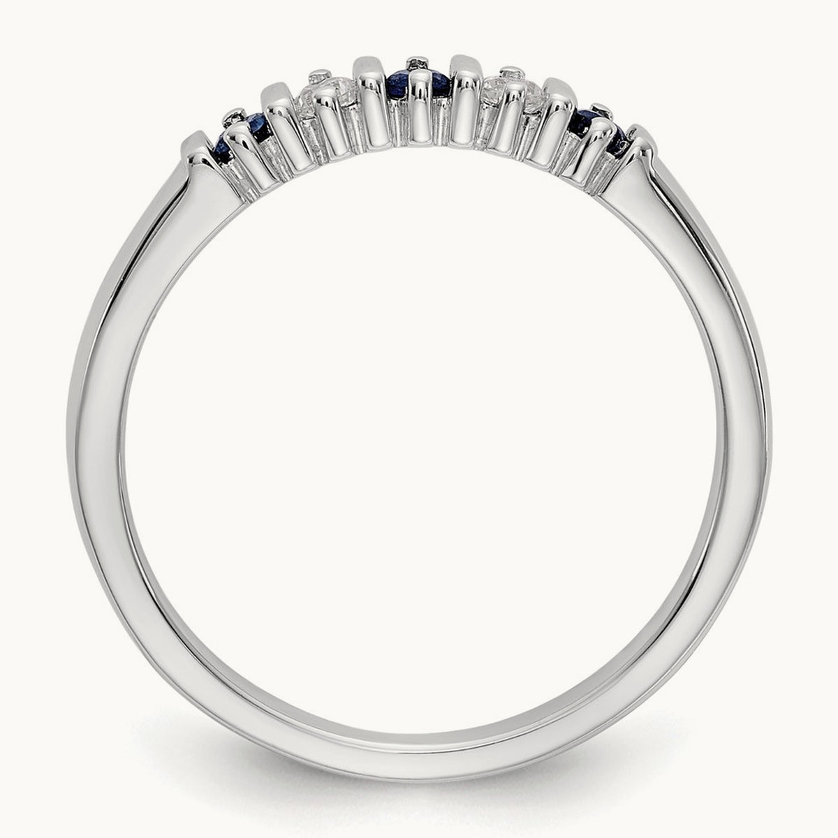 Diamond w/Sapphire Band, 14K White Gold