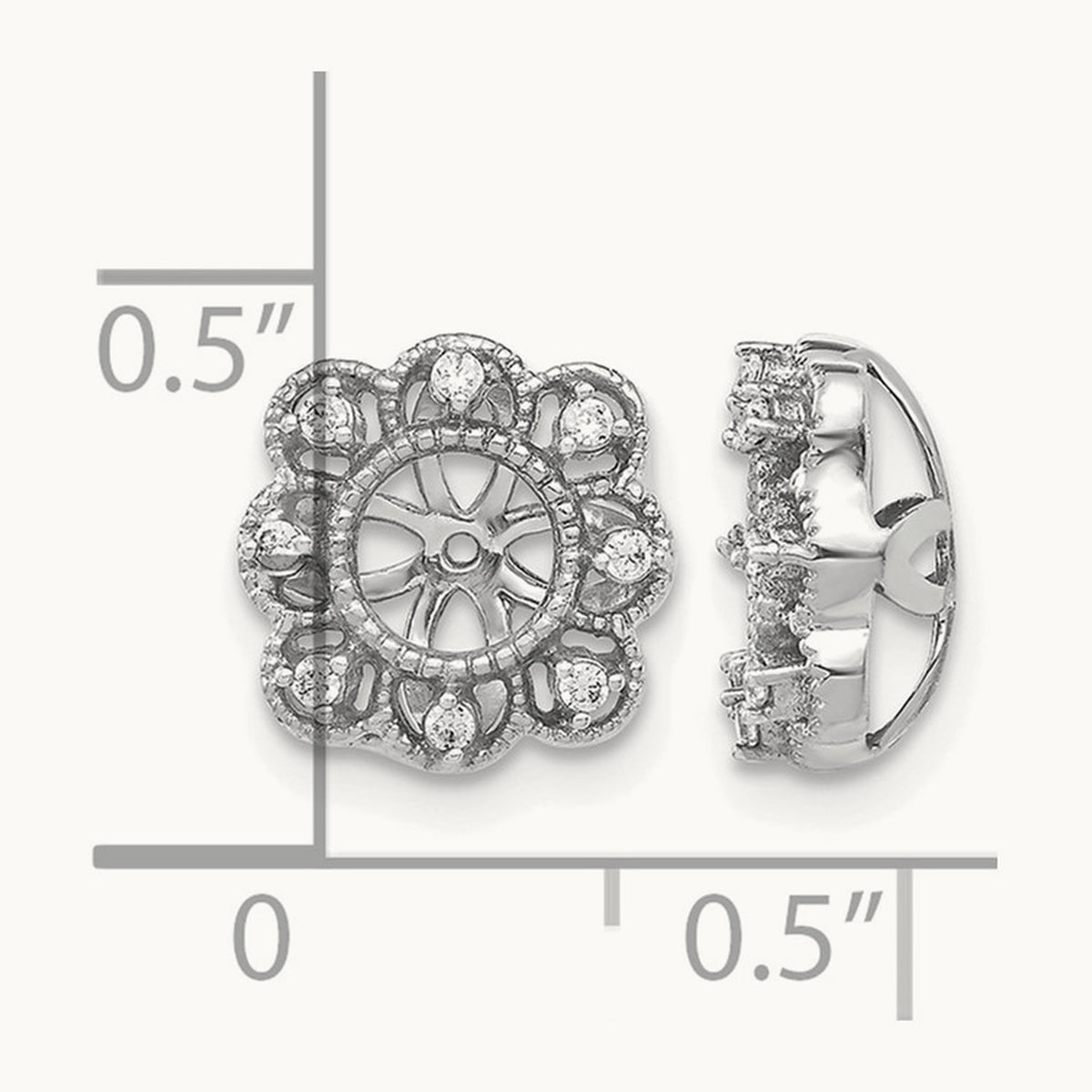 Fancy Diamond Earring Jackets — 14K White Gold, 0.096 ct