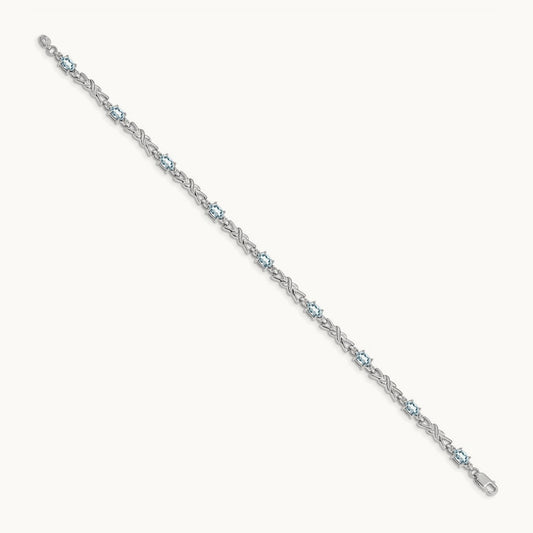 Diamond and Aquamarine Bracelet — 7.25mm