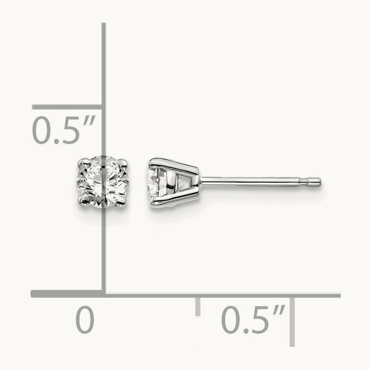 Round Diamond Stud Earrings — 14K White Gold, 0.30 ct tw, I1 J-K · push back