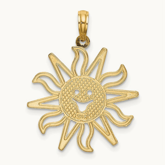 Cut-out Smiling Sun Charm, 14K