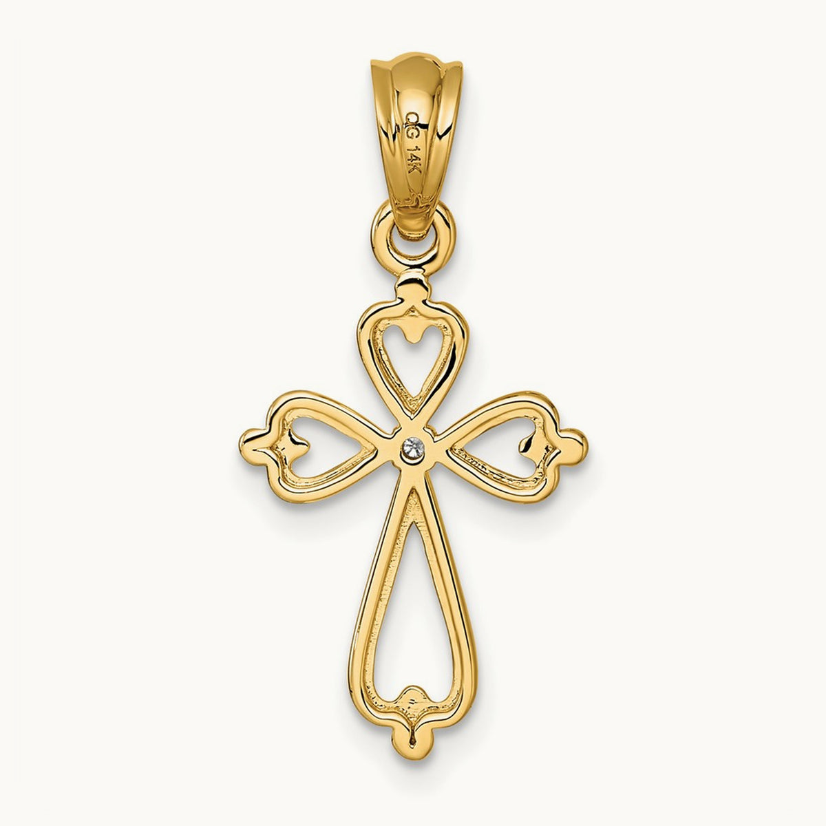 Diamond Accented Cross Pendant — 14K Yellow Gold, 26.5mm