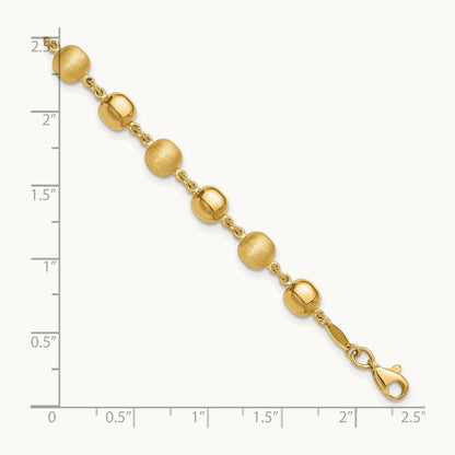 Polished and Satin Puffed Circles Bracelet, 14K