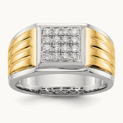Diamond Square Mens Ring, 14K Two-tone