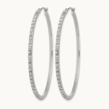 WG Diamond Fascination Dia. Dust/Accent Hoop Earrings, 14K