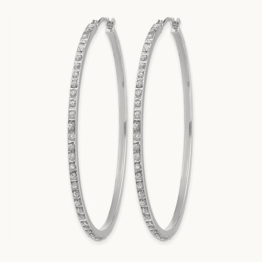 WG Diamond Fascination Dia. Dust/Accent Hoop Earrings, 14K