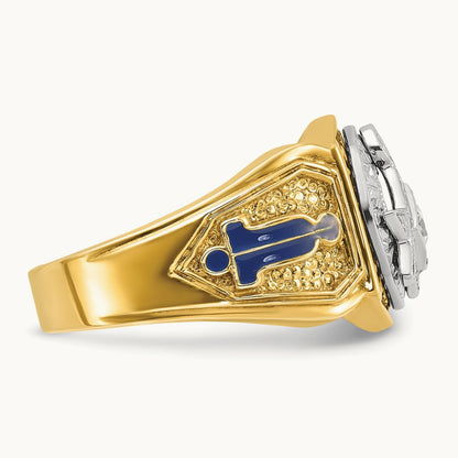 14ktt IBGoodman Men's Enameled & Diamond Blue Lodge Masonic Ring