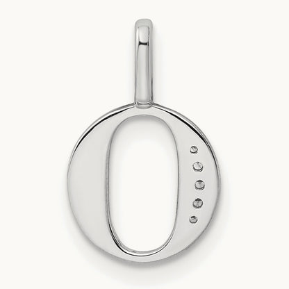 Diamond Letter O Initial Pendant, 14K White Gold