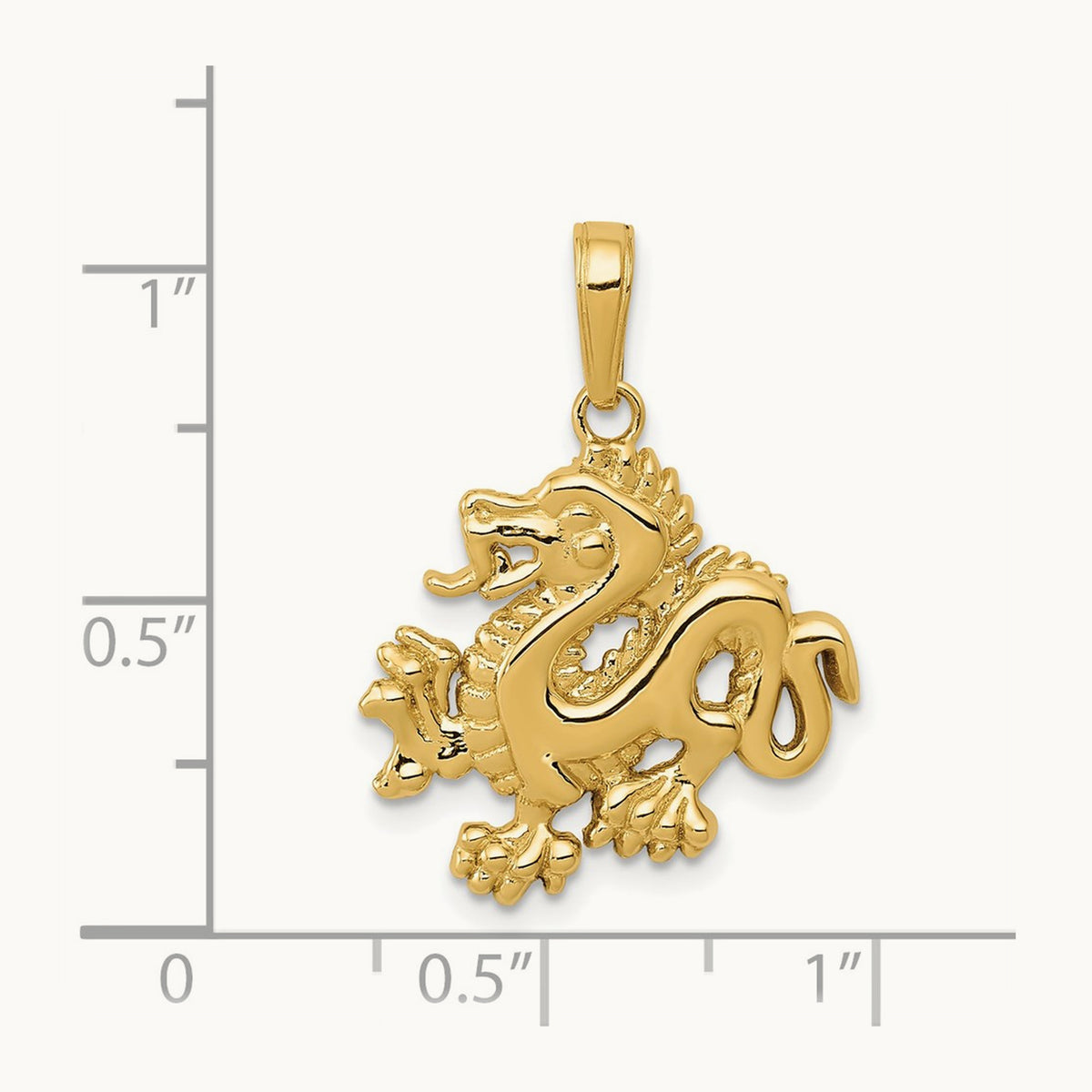 Solid Polished Dragon Pendant — 23mm