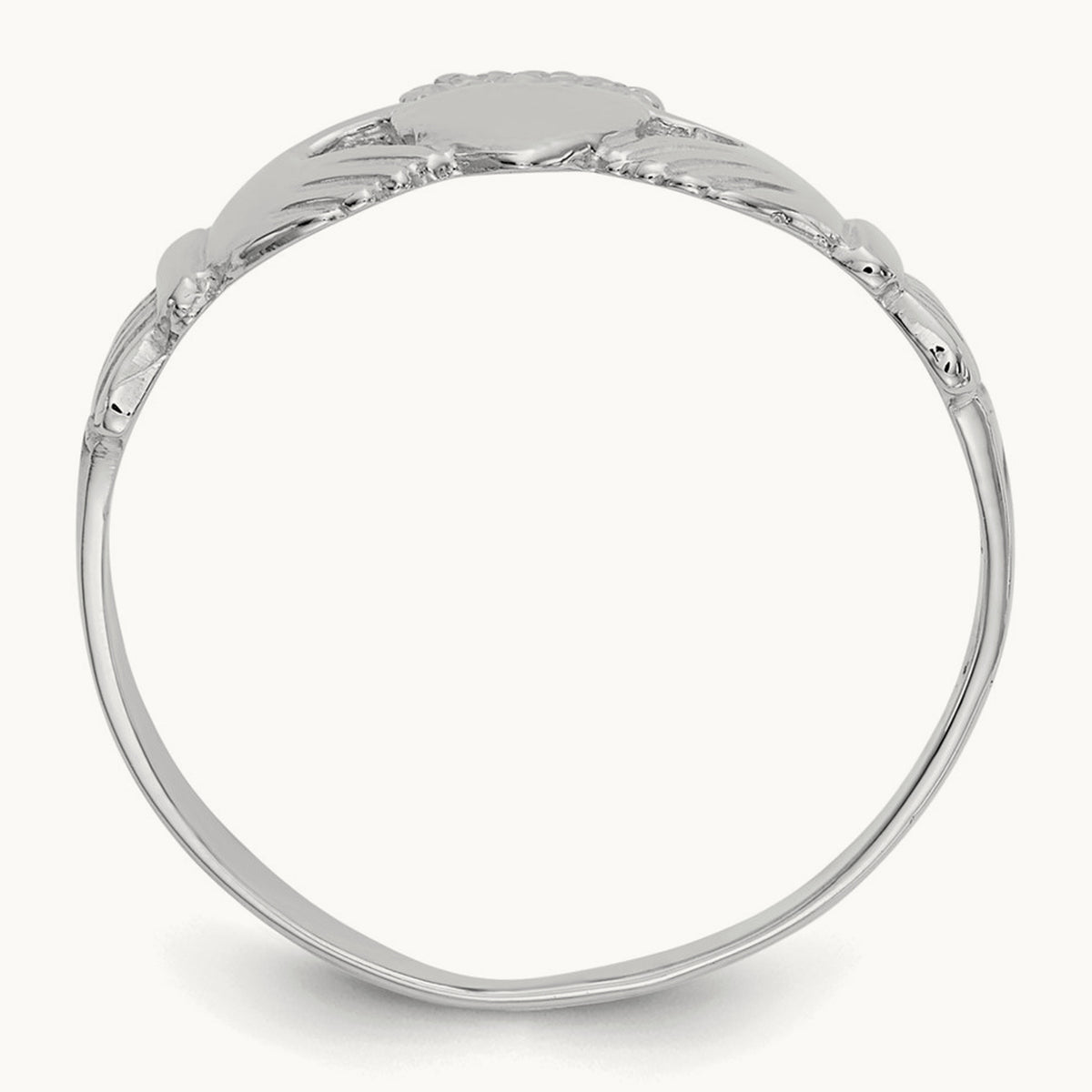Ladies Claddagh Ring, 14K White Gold
