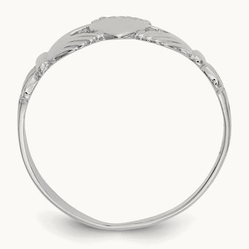 Ladies Claddagh Ring, 14K White Gold