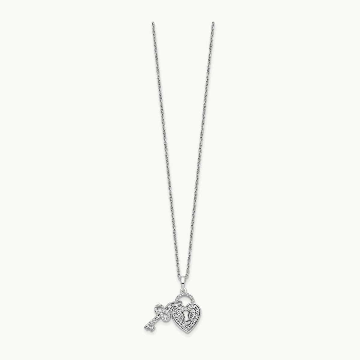 Heart Lock & Key Necklace, 0.50 ct tw Lab-Grown Diamond