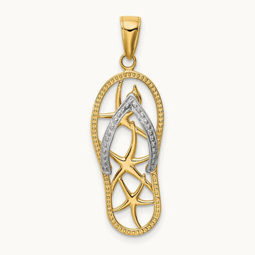 Starfish Flip-Flop Pendant, 14K Two-tone