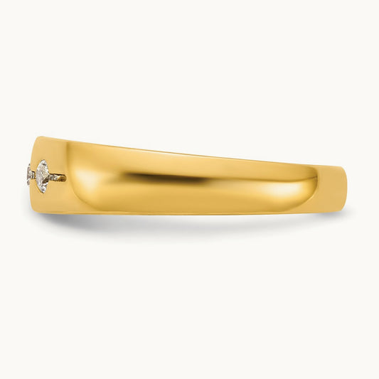 IB Goodman Mens Polished Complete 3-Stone 1/6ct Diamond Ring, 14K Yellow Gold
