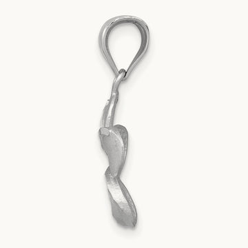 Dipped in White Rhodium Satin D/C Plumeria Charm, 14K Yellow Gold