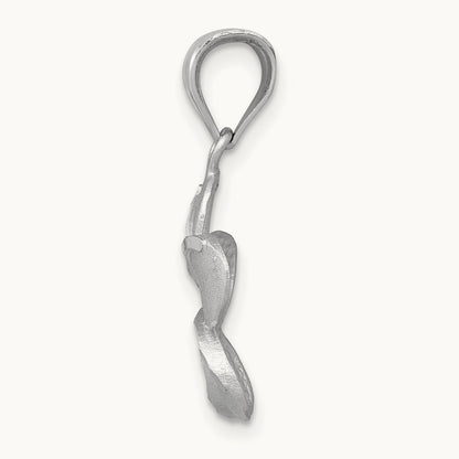 Dipped in White Rhodium Satin D/C Plumeria Charm, 14K Yellow Gold