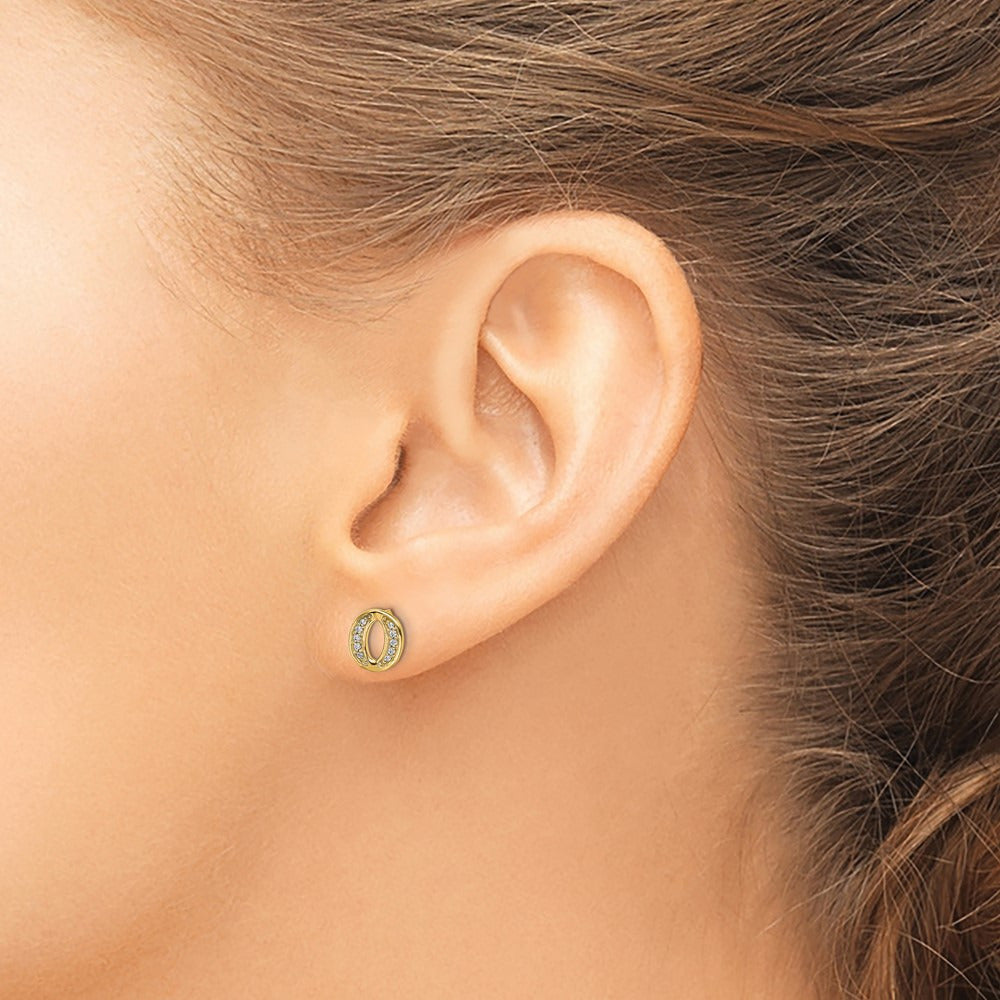 Diamond Earrings — 14K Yellow Gold, 8mm, O