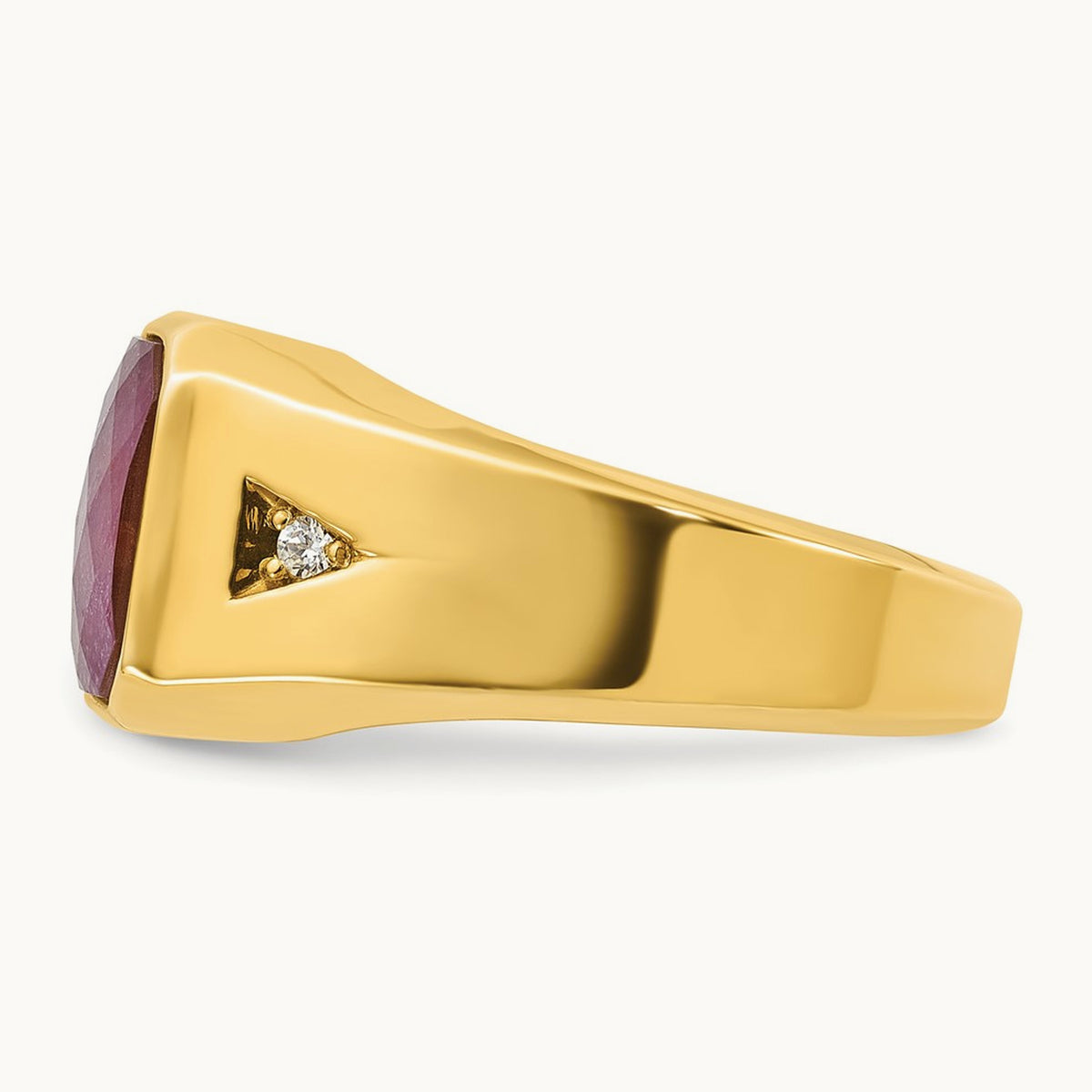 IBGoodman Men's Created Ruby Doublet Stone and Diamond Complete Ring, 14K