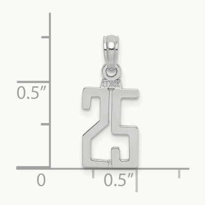 Polished Number 25 Pendant, 14K White Gold