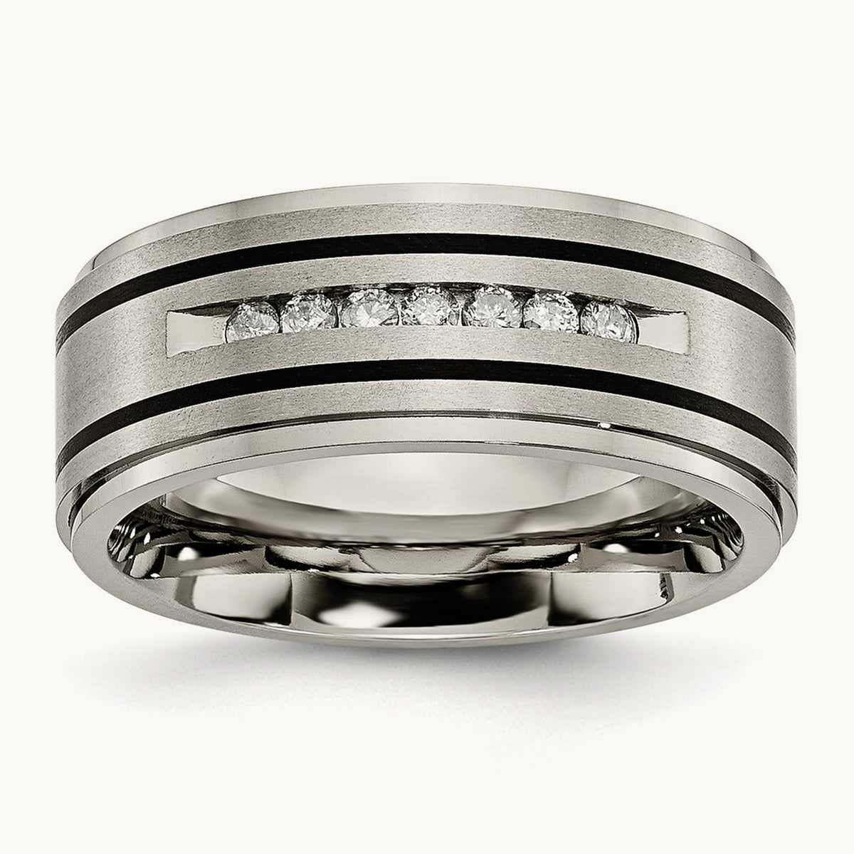 Polished/Brushed Enameled 1/4 CTW Diamond Band — photo set