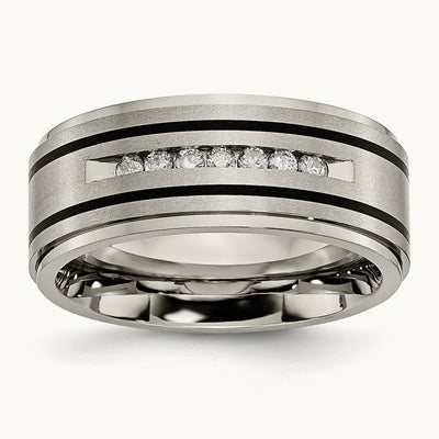 Polished/Brushed Enameled 1/4ct tw. Diamond Band, 9mm, Titanium