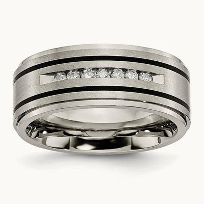 Polished/Brushed Enameled 1/4 CTW Diamond Band — photo set
