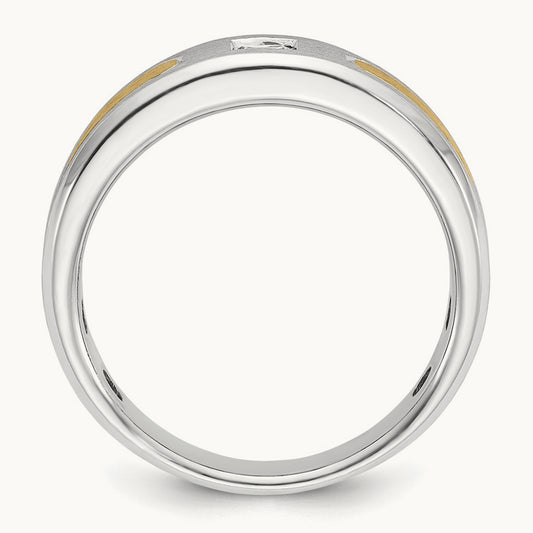 IBGoodman Men's Polished and Satin Diamond Complete Ring, 14K Two-tone