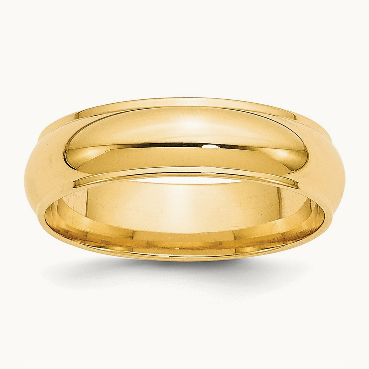 Half Round with Edge Band, 6mm, 10K Yellow Gold