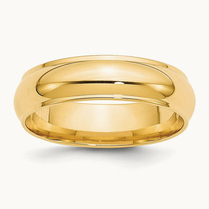 Half Round with Edge Band, 6mm, 10K Yellow Gold