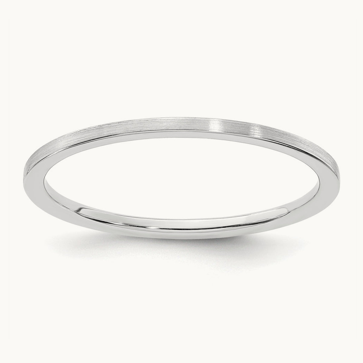 Flat Satin Stackable Band — 14K White Gold