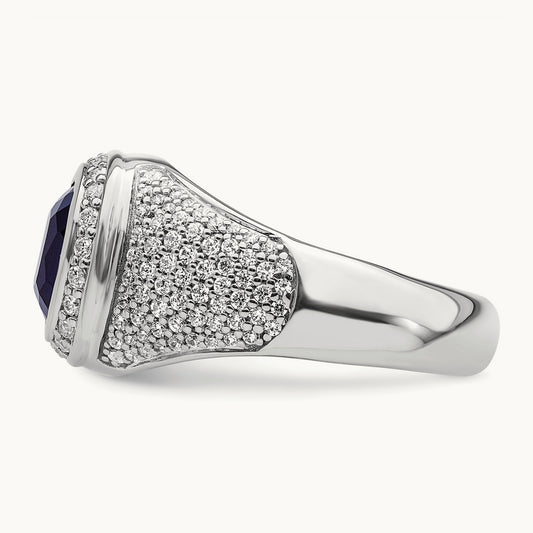 Created Blue Sapphire Men, 1.00 ct tw Lab-Grown Diamond